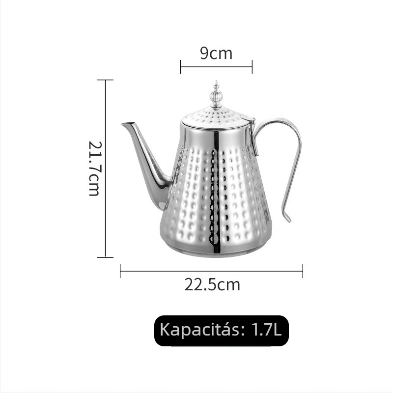 Erősített rozsdamentes acél teáskanna szűrővel, indukciós tűzhelyekhez, nagy kapacitás, könnyed luxus stílus, tea infúzióhoz