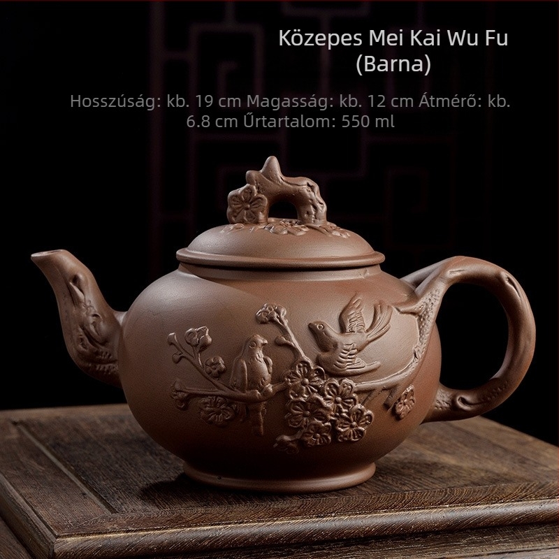Lila agyag teáskanna szilva virág motívummal, nagy kapacitású, otthoni használatra, Kung Fu tea készlet