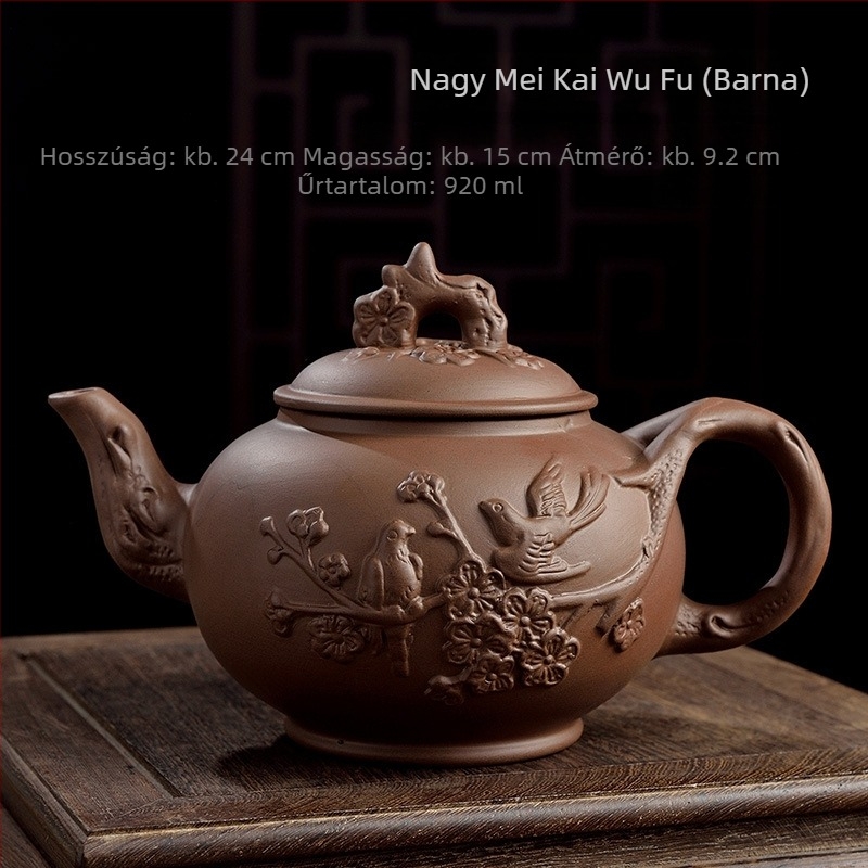 Lila agyag teáskanna szilva virág motívummal, nagy kapacitású, otthoni használatra, Kung Fu tea készlet
