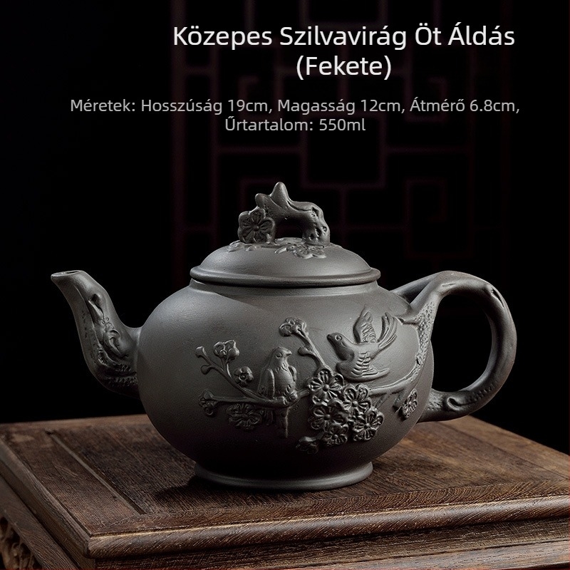 Lila agyag teáskanna szilva virág motívummal, nagy kapacitású, otthoni használatra, Kung Fu tea készlet