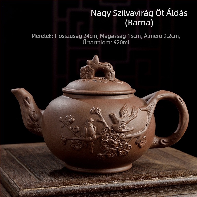 Lila agyag teáskanna szilva virág motívummal, nagy kapacitású, otthoni használatra, Kung Fu tea készlet