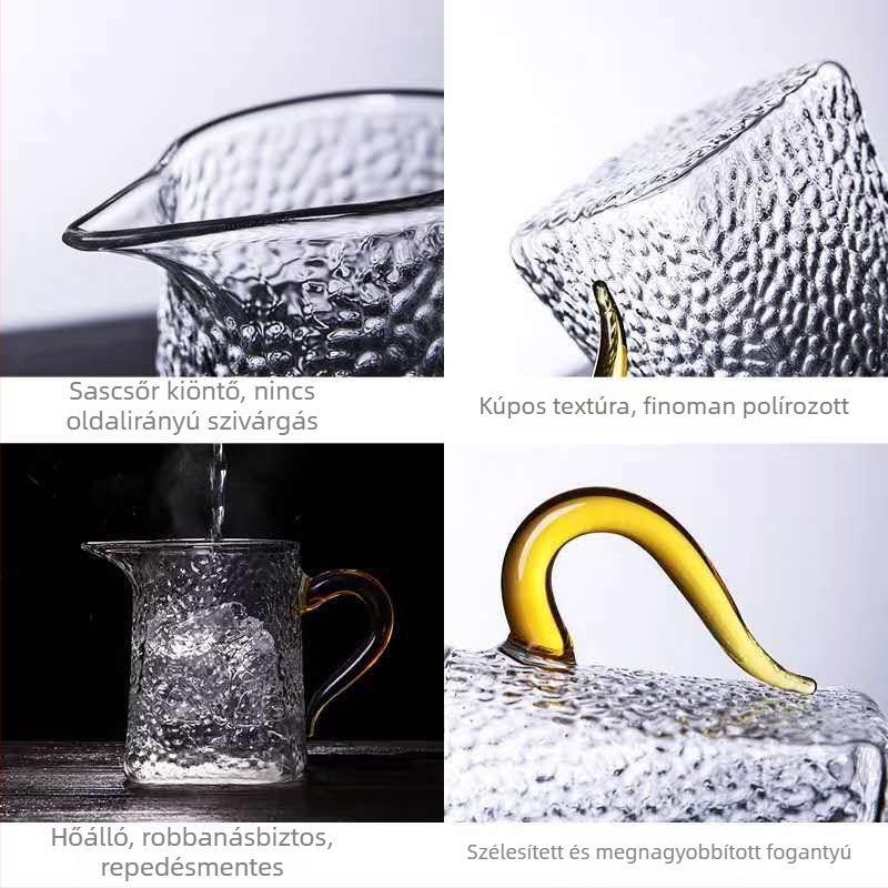 Négyzet alakú kalapált üvegpohár, vastag bóroszilika üvegből, otthoni használatra, kiegészítő a teafőzéshez és a tea elválasztásához