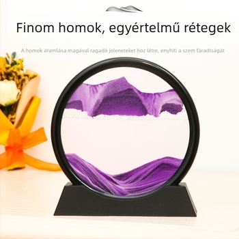 Folyóhomok dísz és homokórás asztali lámpa a nappaliba, borospolcra és TV-szekrényhez – kézzel készített üveg, modern ajándék irodának