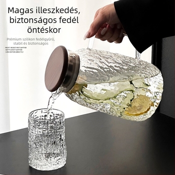 Boroszilikát üveg kancsó fakéreg mintázattal, nagy kapacitású otthoni használatra, gyümölcstea és víz