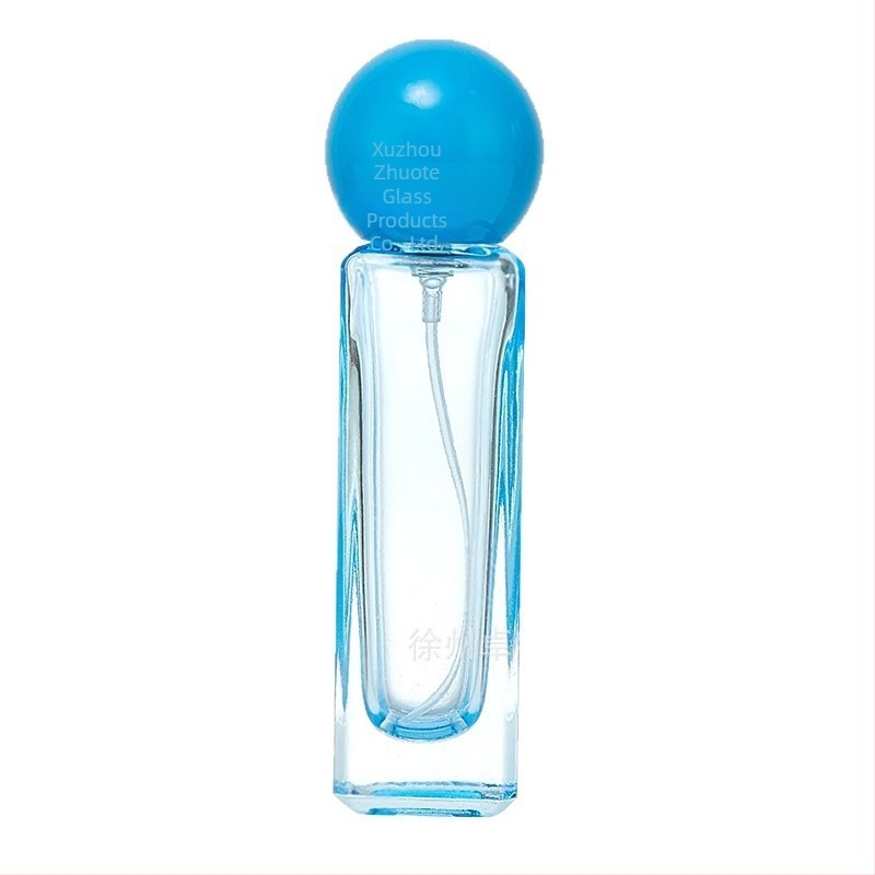 Színes üveg parfümös flakon pumpás permetezővel, 30 ml, hordozható, üres