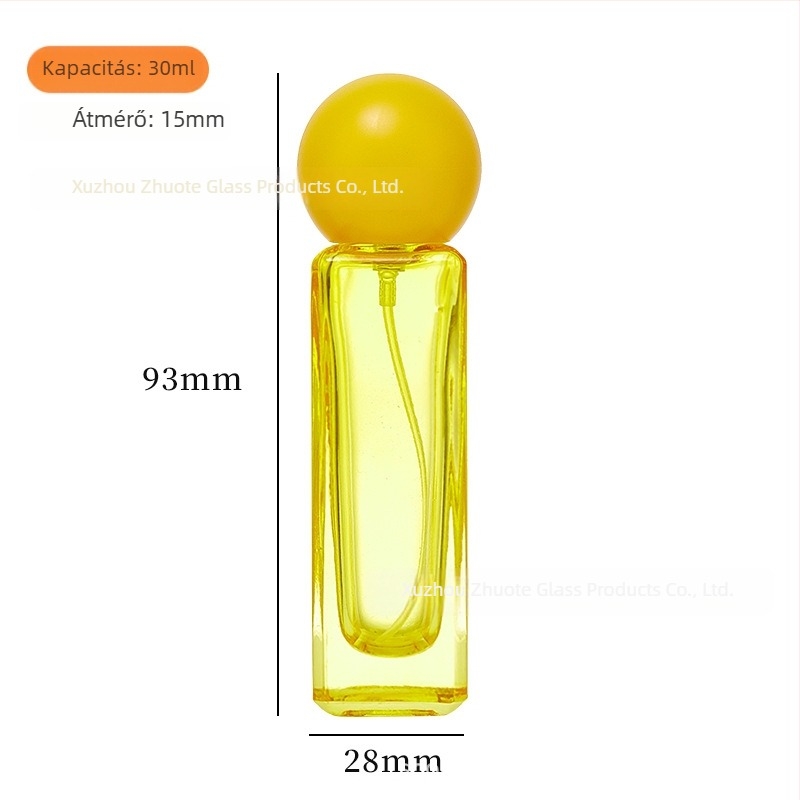 Színes üveg parfümös flakon pumpás permetezővel, 30 ml, hordozható, üres