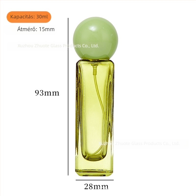 Színes üveg parfümös flakon pumpás permetezővel, 30 ml, hordozható, üres