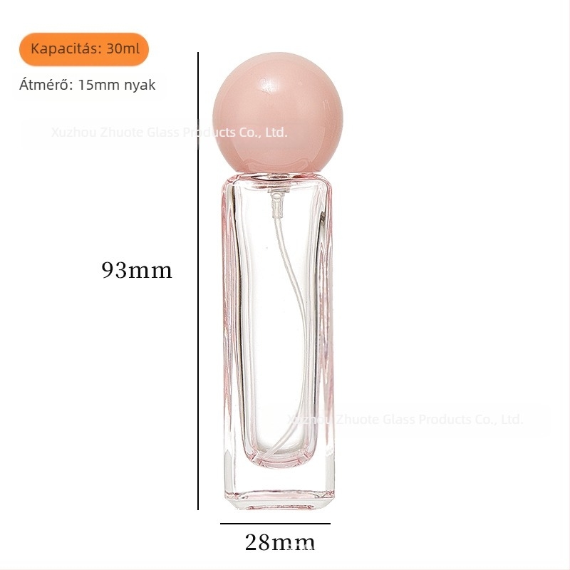 Színes üveg parfümös flakon pumpás permetezővel, 30 ml, hordozható, üres