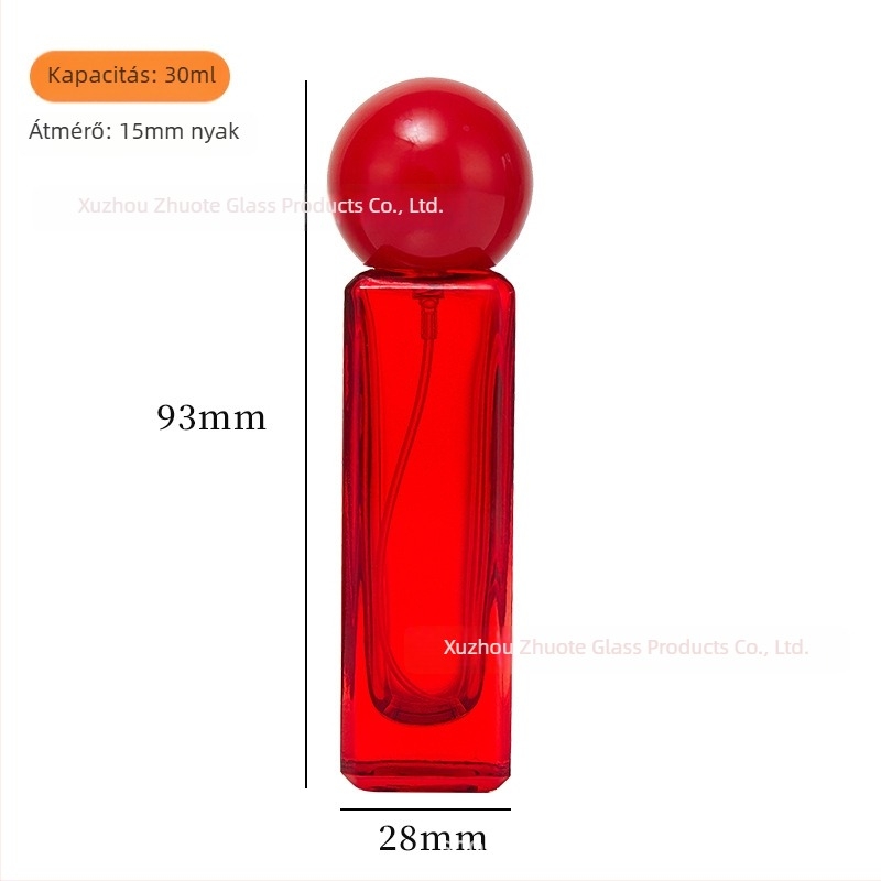 Színes üveg parfümös flakon pumpás permetezővel, 30 ml, hordozható, üres