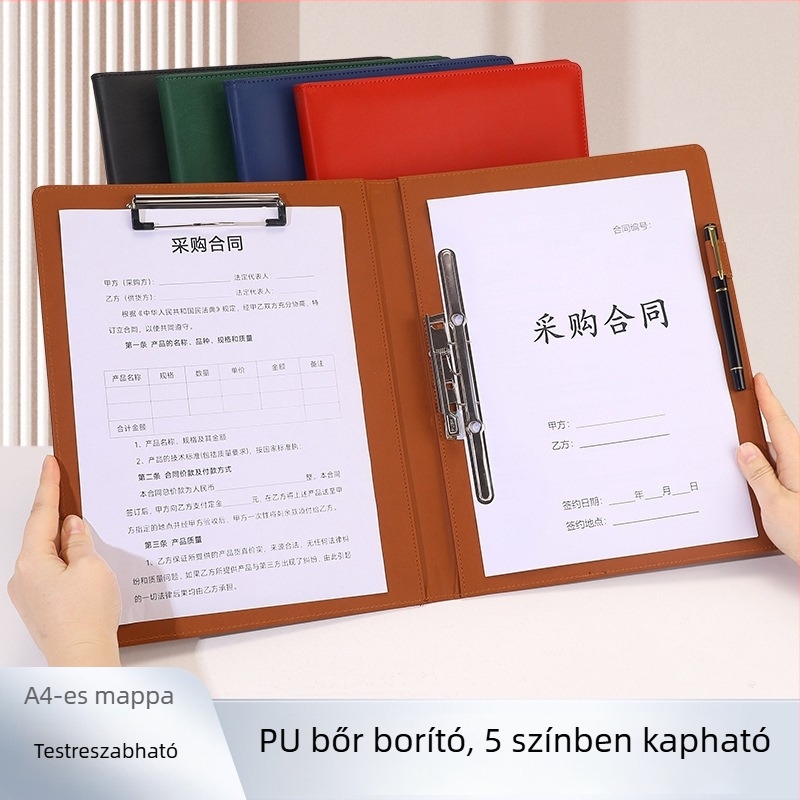 Ximingmen A4-es bőr bemutató mappa dupla erős klipekkel