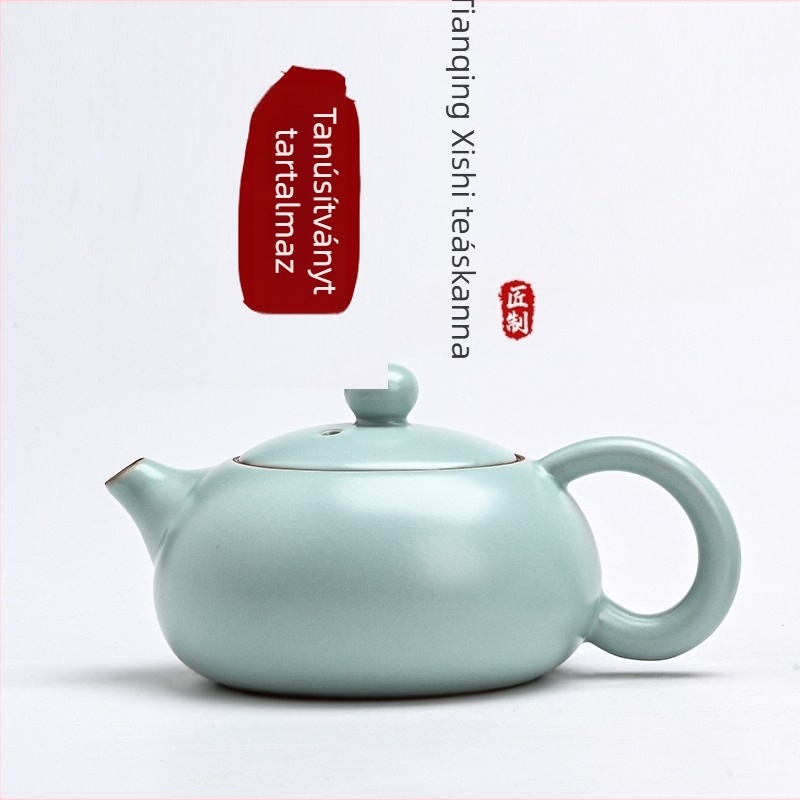 Ru Kiln Celadon teáskanna repedéses mázzal, Xi Shi stílusú kerámiás Kung Fu teáskészlethez, otthoni használatra
