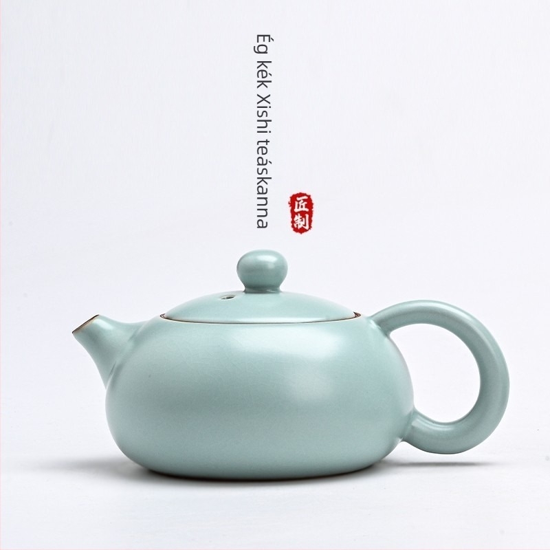 Ru Kiln Celadon teáskanna repedéses mázzal, Xi Shi stílusú kerámiás Kung Fu teáskészlethez, otthoni használatra
