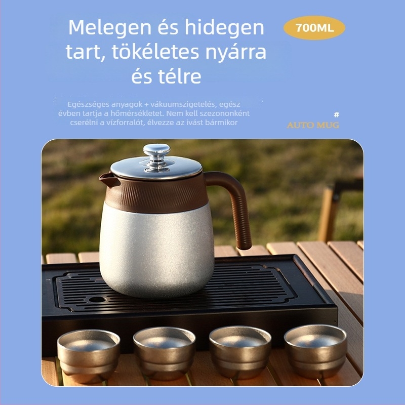 Titán bevonatú belső teáskanna, nagy kapacitású, ideális irodába és otthonra, izolált teafőzésre