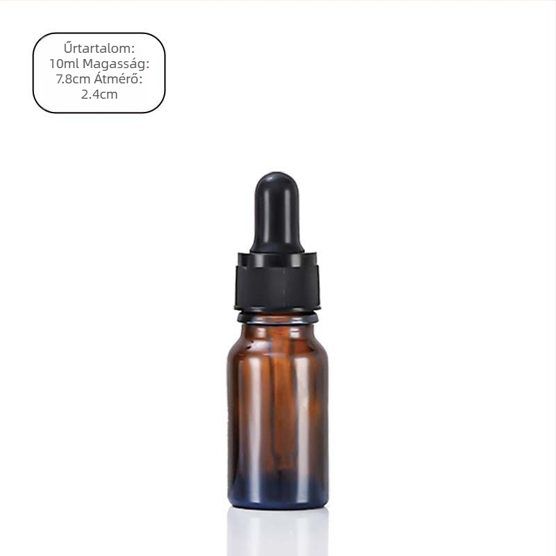 Barna üvegű készlet: 5 ml illóolaj üvegek, 10 ml csepegtetős üvegek, 30 ml parfüm újratöltő üvegek, 50 ml üres szérumüvegek