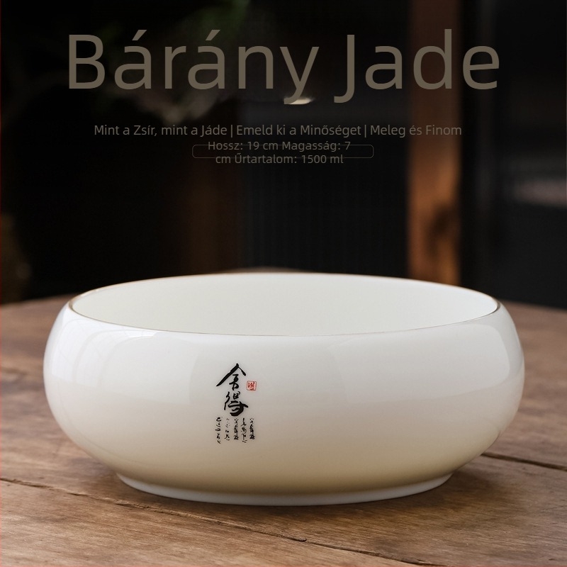 Elefántcsont-fehér porcelán teatisztító készlet: nagy csésze mosóedény, víztál, tea-maradék tartály és hamutartó – Kung Fu teaceremónia kiegészítők