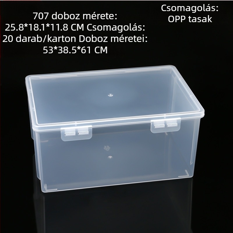 PP átlátszó porálló, magasított műanyag tároló doboz irodai kellékekhez, dokumentumokhoz, ékszerekhez és manikűrhöz