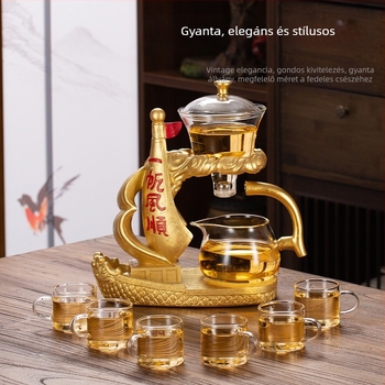 Hőálló üvegből készült automata teáskészlet teáskannával – otthonra és irodába – modern minimál stílus