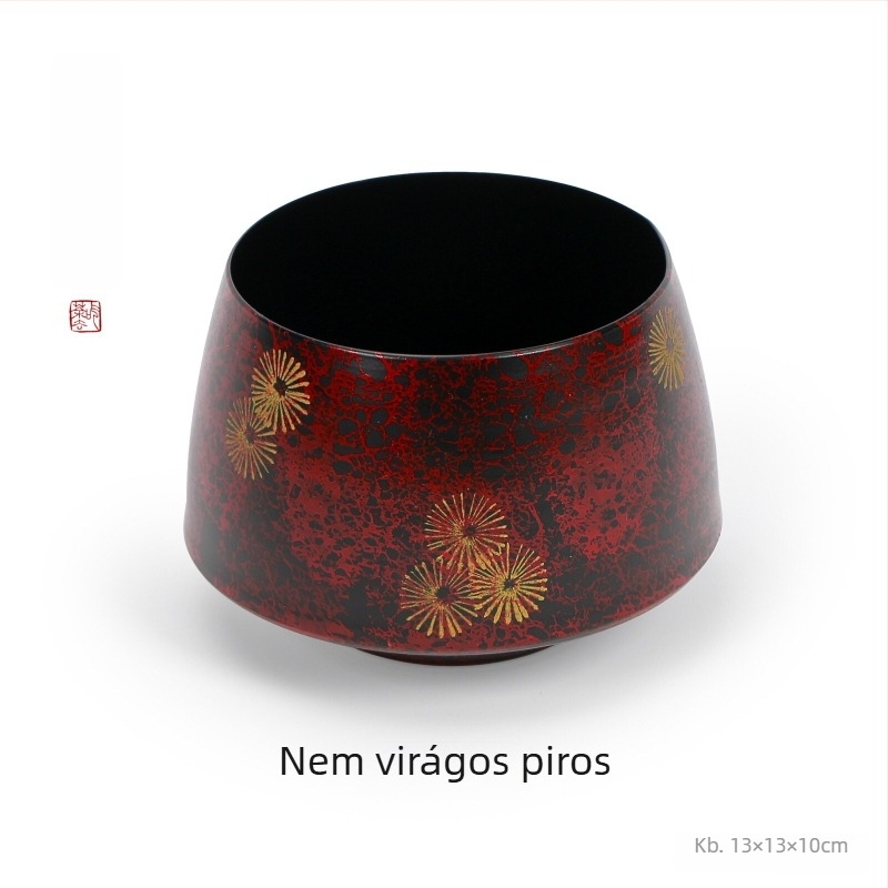 Nagy lakkozott vasból készült teamaradék-tartó, asztali víztartó, Kung Fu tea edény, hamutál