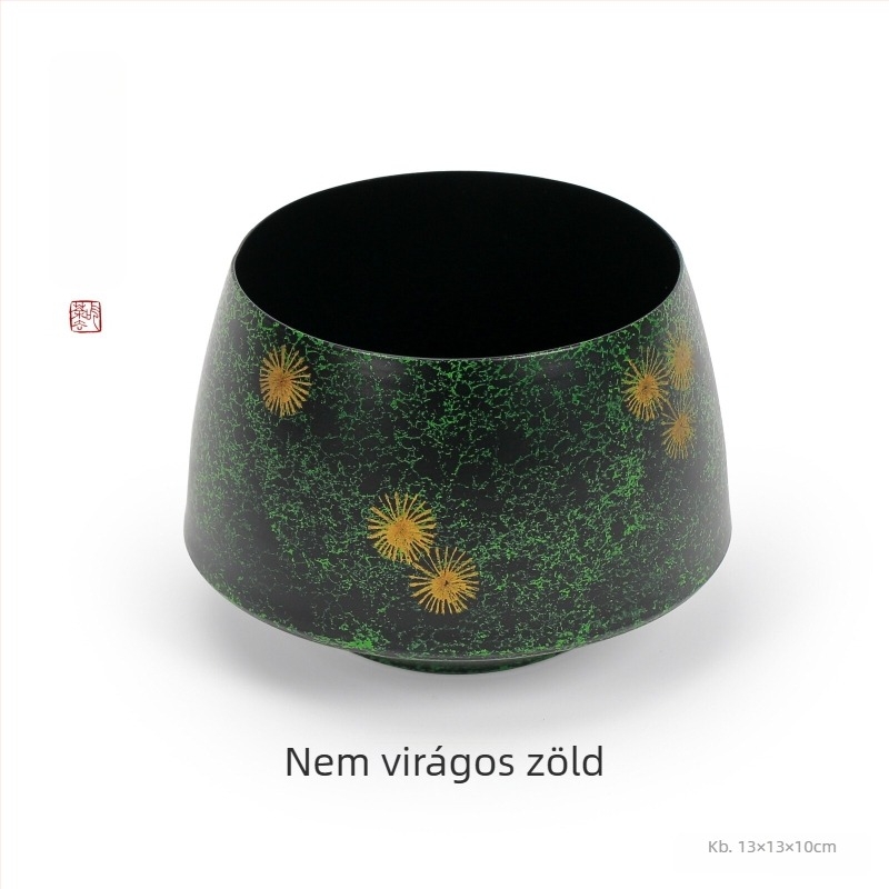 Nagy lakkozott vasból készült teamaradék-tartó, asztali víztartó, Kung Fu tea edény, hamutál