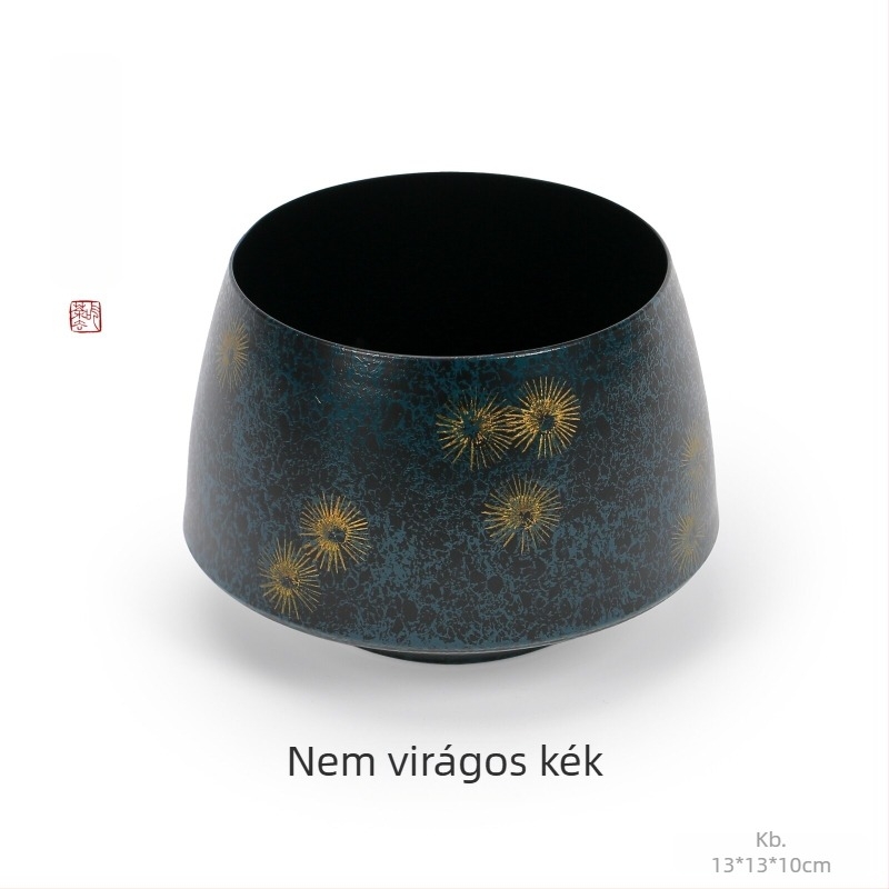 Nagy lakkozott vasból készült teamaradék-tartó, asztali víztartó, Kung Fu tea edény, hamutál