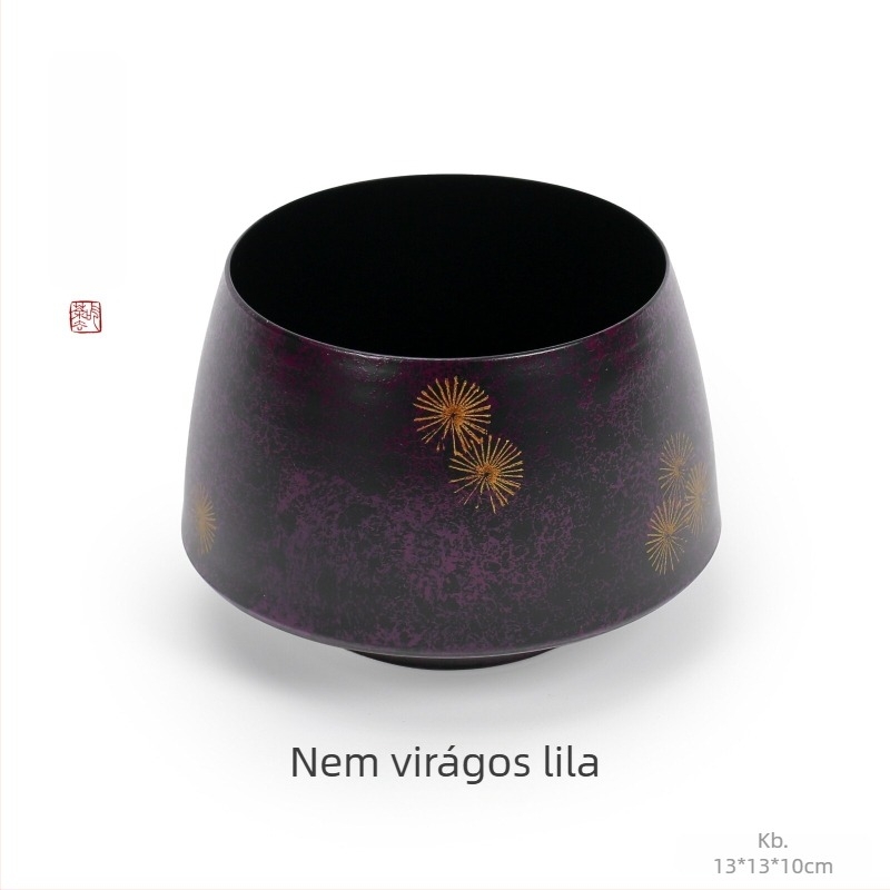 Nagy lakkozott vasból készült teamaradék-tartó, asztali víztartó, Kung Fu tea edény, hamutál