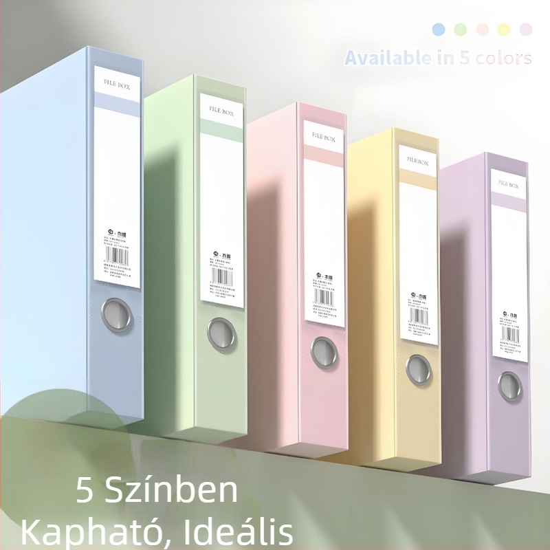A4-es fájlbox, 55 mm vastagságú, műanyag, nagy kapacitású iratok tárolására számviteli dokumentumokhoz