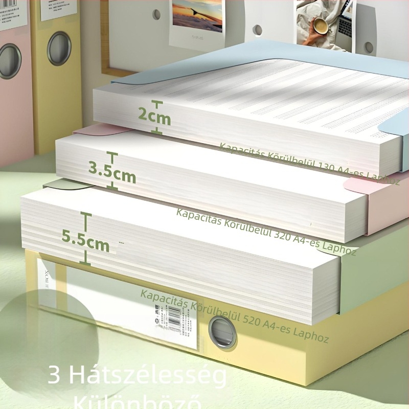 A4-es fájlbox, 55 mm vastagságú, műanyag, nagy kapacitású iratok tárolására számviteli dokumentumokhoz