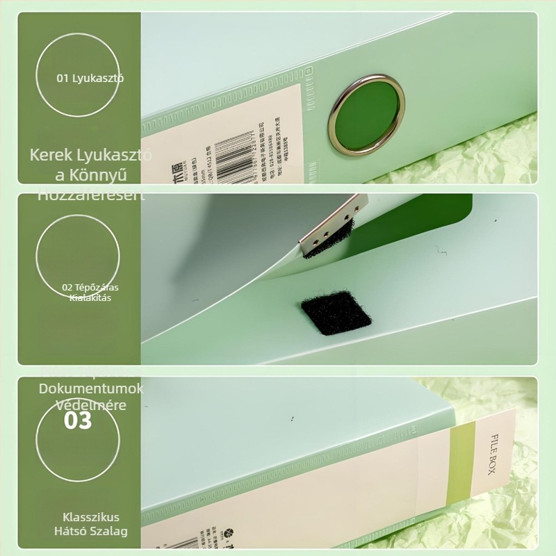 A4-es fájlbox, 55 mm vastagságú, műanyag, nagy kapacitású iratok tárolására számviteli dokumentumokhoz