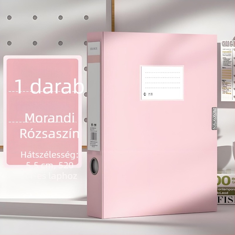 A4-es fájlbox, 55 mm vastagságú, műanyag, nagy kapacitású iratok tárolására számviteli dokumentumokhoz