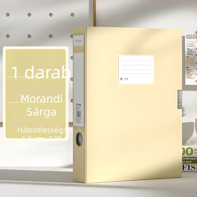 A4-es fájlbox, 55 mm vastagságú, műanyag, nagy kapacitású iratok tárolására számviteli dokumentumokhoz