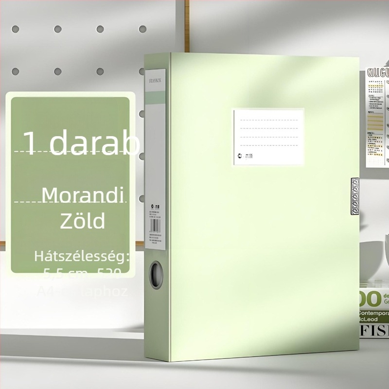 A4-es fájlbox, 55 mm vastagságú, műanyag, nagy kapacitású iratok tárolására számviteli dokumentumokhoz