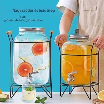 Üveg hordó formájú kanna csappal, gyümölcsléhez, vízhez, sörhöz és gyümölcsteához