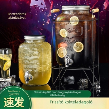 Üveg hordó formájú kanna csappal, gyümölcsléhez, vízhez, sörhöz és gyümölcsteához