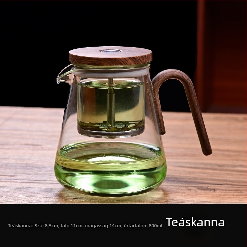 Üveg teáskanna belső teljes üvegkamrával és tea–víz elválasztással – teafőző készlet (2025 modell)