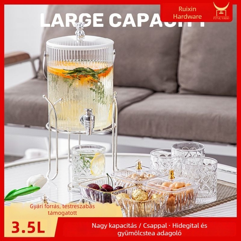 3,5 L-es nagy kapacitású hideg italtartály csappal – gyümölcstea, Cola és víz számára