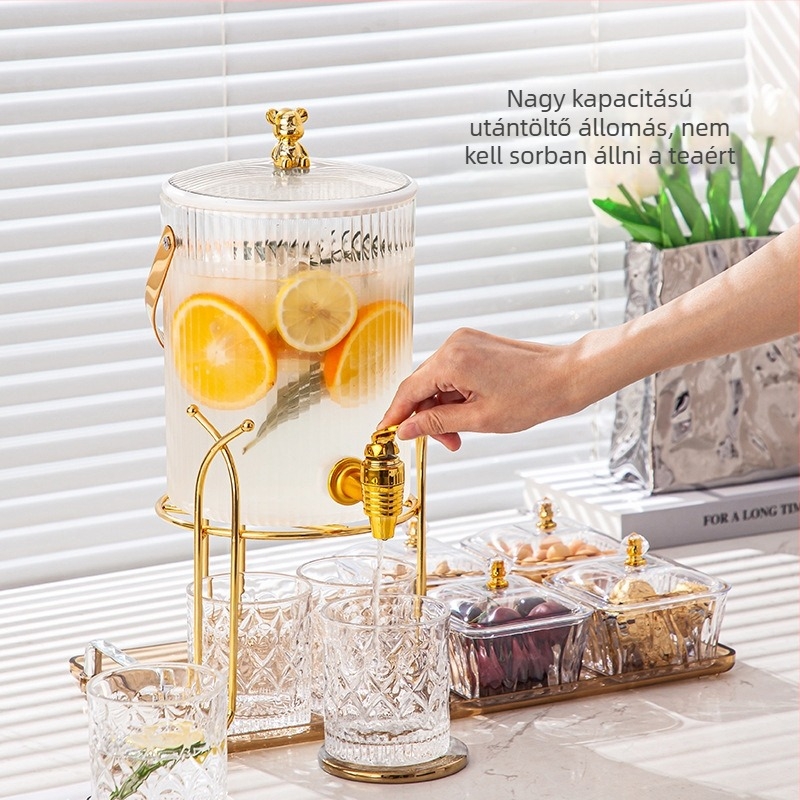 3,5 L-es nagy kapacitású hideg italtartály csappal – gyümölcstea, Cola és víz számára