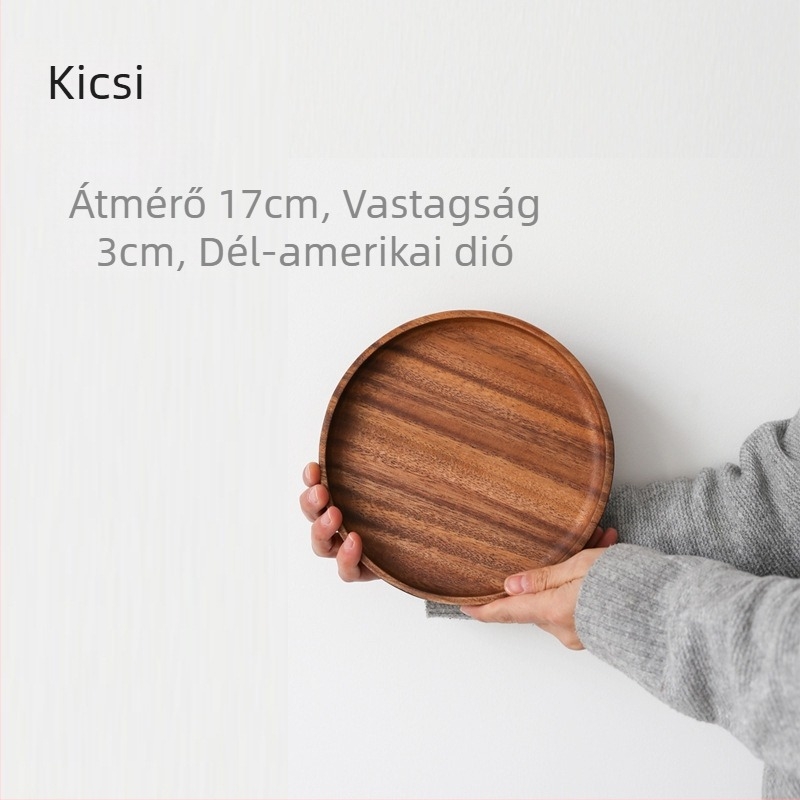 Diófából készült teás tálca, kör alakú fa tálca teához, gyümölcsökhöz és nassolnivalókhoz, otthoni használatra, kínai nemzeti stílus.