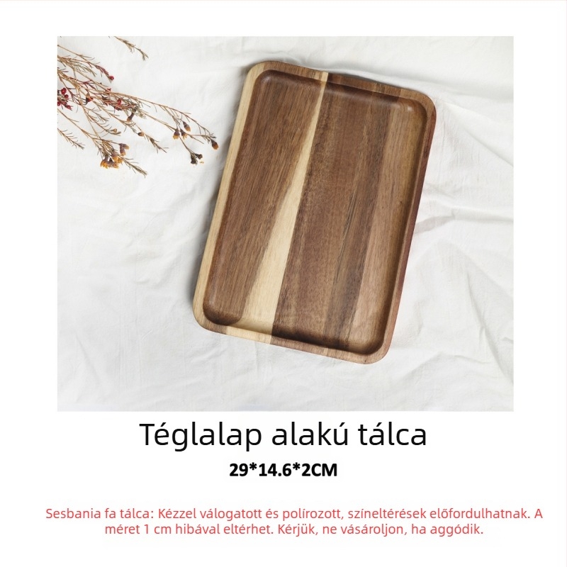 Téglalap alakú tál fekete fából süteményekhez, kávéhoz és teához.