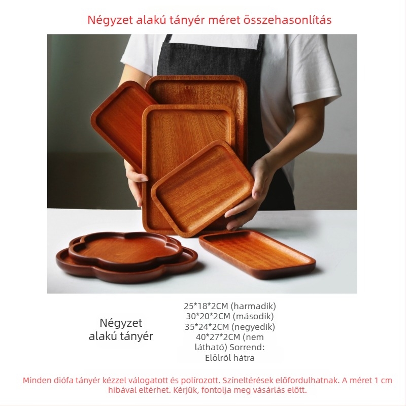Téglalap alakú tál fekete fából süteményekhez, kávéhoz és teához.
