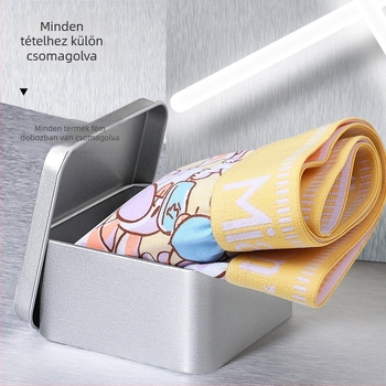 Rózsaszínű férfi pamut boxeralsó animációs mintával – ajándékdoboz