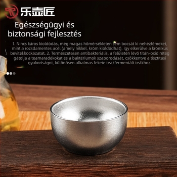 Lehujiang tiszta titán 40 ml kettős falú teáscsésze, kung-fu stílusú, kompakt titán teáscsésze irodába