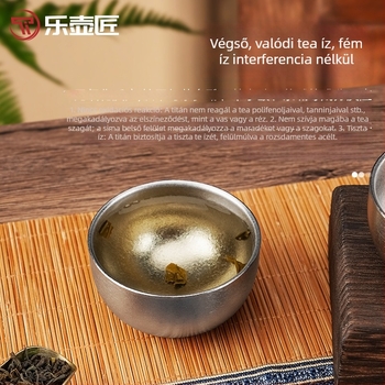 Lehujiang tiszta titán 40 ml kettős falú teáscsésze, kung-fu stílusú, kompakt titán teáscsésze irodába