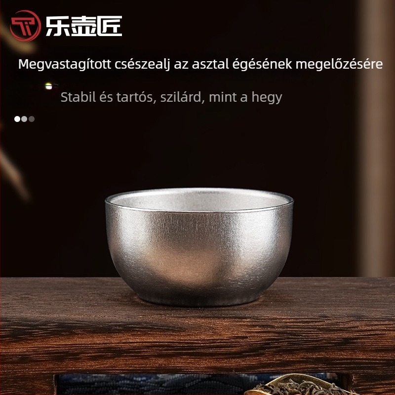 Lehujiang tiszta titán 40 ml kettős falú teáscsésze, kung-fu stílusú, kompakt titán teáscsésze irodába