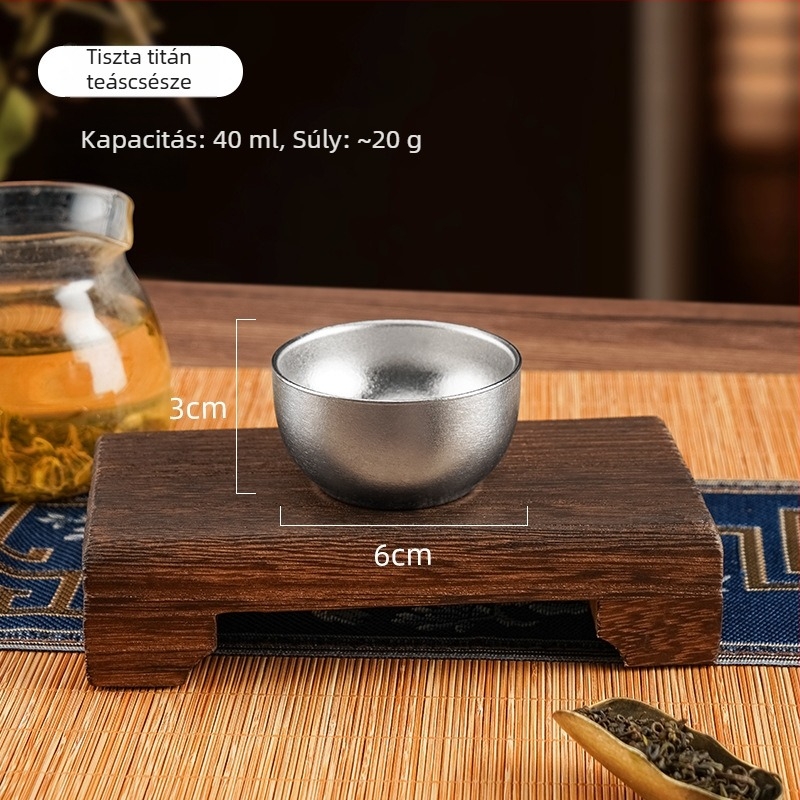 Lehujiang tiszta titán 40 ml kettős falú teáscsésze, kung-fu stílusú, kompakt titán teáscsésze irodába