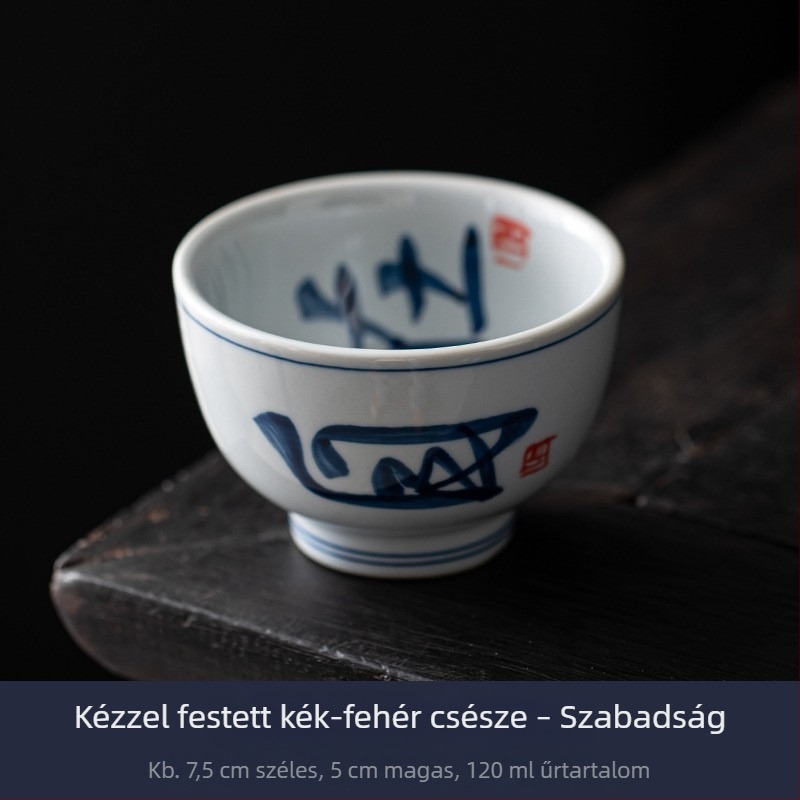 Kézzel festett kék‑fehér teáscsésze, aláégetett zománccal, retro porcelán Gongfu teás készlet, kis méretű kóstoló pohár