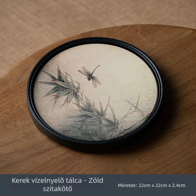 Kínai ihletésű fekete kerámia teázó tálca teáskanna tartóval, Kung Fu teáskészlet, kompakt kis teázóasztal