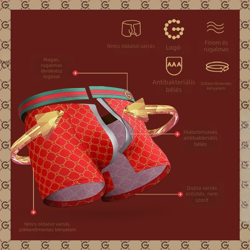 Férfi boxer brief a születési évhez, 100% pamut, piros, antibakteriális, ajándékdobozban