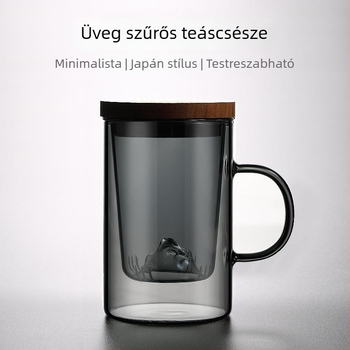 Üvegből készült háromrészes teáskészlet szűrővel, japán stílusú teáscsésze, otthonra és irodába