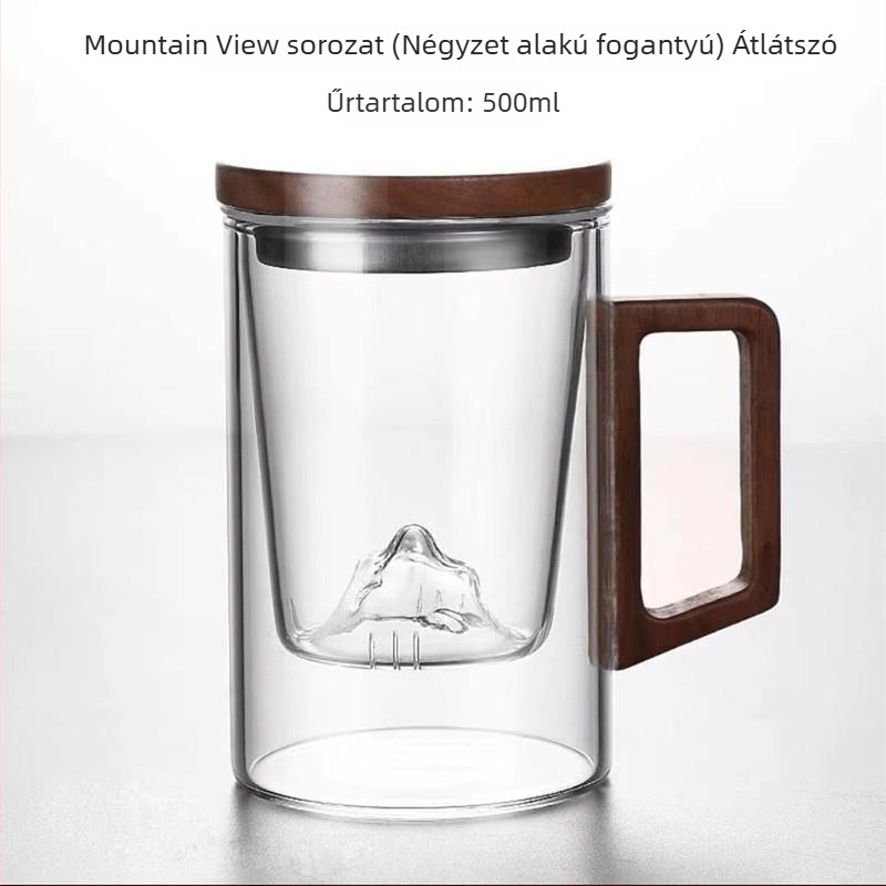 Üvegből készült háromrészes teáskészlet szűrővel, japán stílusú teáscsésze, otthonra és irodába