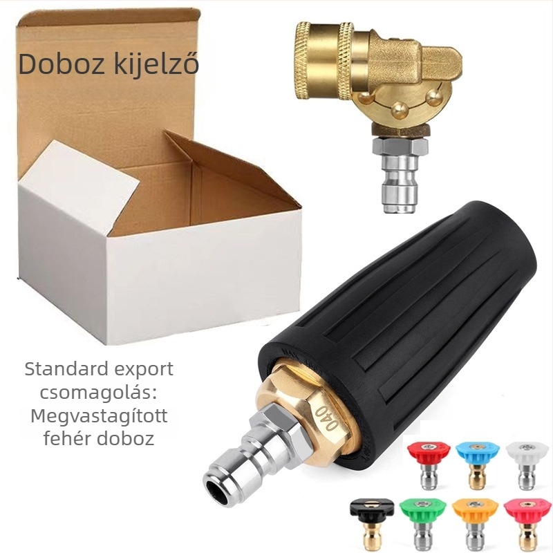 Magasnyomású vízpisztoly forgó 1/4" hüvelykes gyorscsatlakozással, sárgaréz lotus formájú fúvóka kerámiamaggal és réz-rozsdamentes acél fúvóka, 7 színű fejű fúvóka